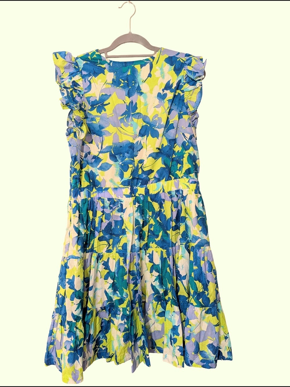 Taylor Blue & Lime Floral Ruffle Dress - Picture 3 of 7